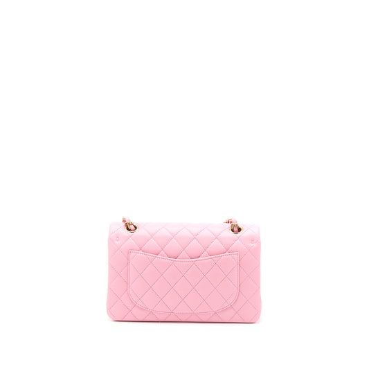 Chanel Small Classic Flap Bag Lambskin Pink L (Microchip)