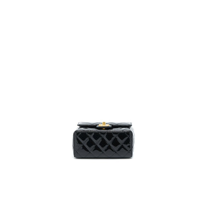 Chanel 22K Retro Classic New Square Mini Flap Bag Patent Black Brushed  (Microchip)