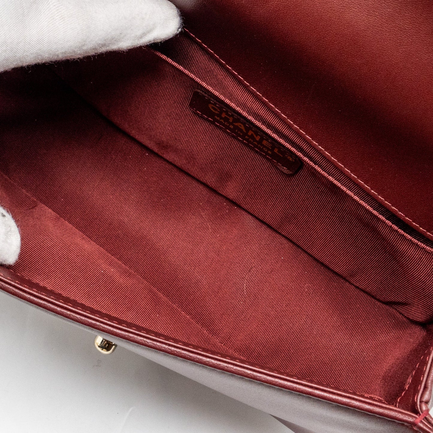 Chanel Medium Boy Bag Lambskin Dark Red L