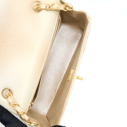 Chanel 22C Mini Rectangular Flap Bag Goatskin Ombre Beige Brushed