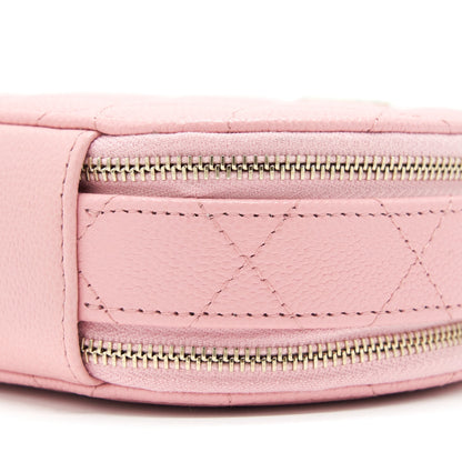 Chanel 22C Mini Round Purse Vanity Caviar Light Pink L