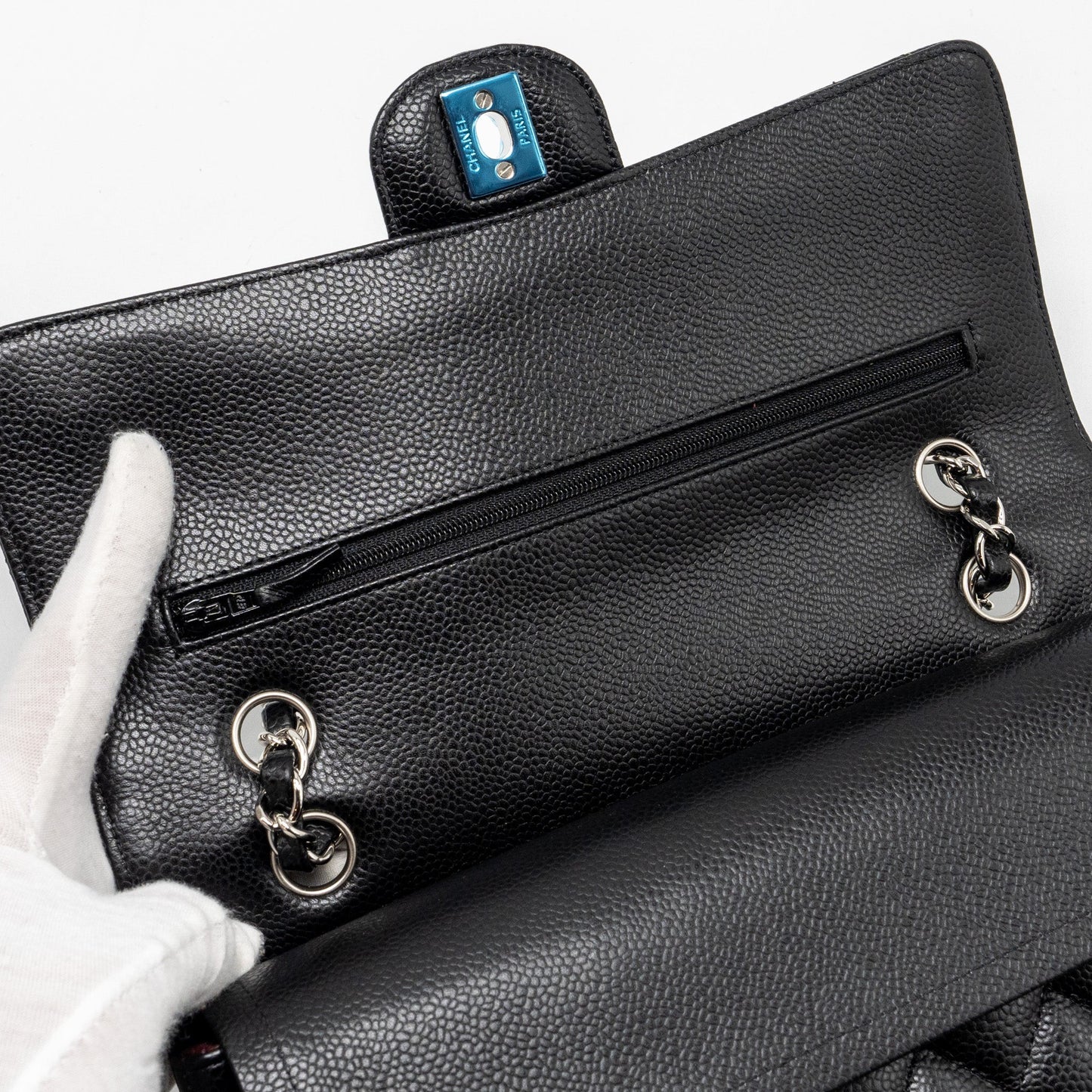 Chanel medium classic double flap bag Caviar Black