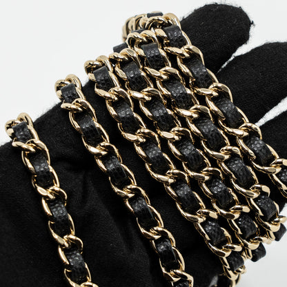 Chanel Detailed Logo Wallet On Chain Caviar Black L (microchip)