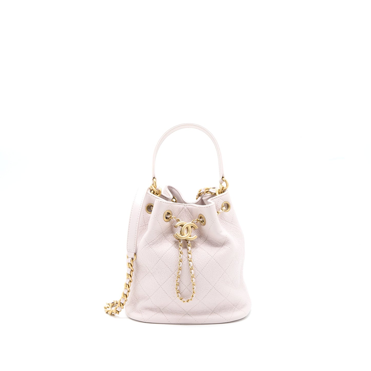 Chanel Drawstring Bucket Bag Lambskin Light Pink