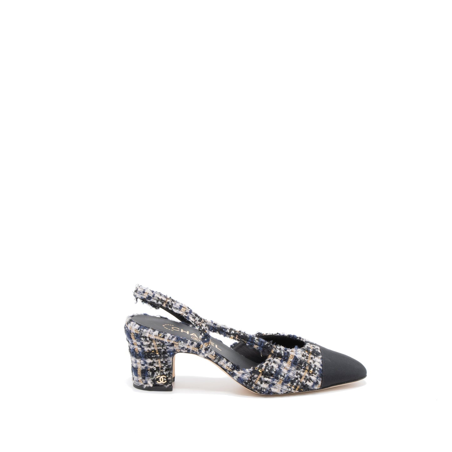 Chanel Size 38.5 Slings Shoes Tweed/Leather Multicolour
