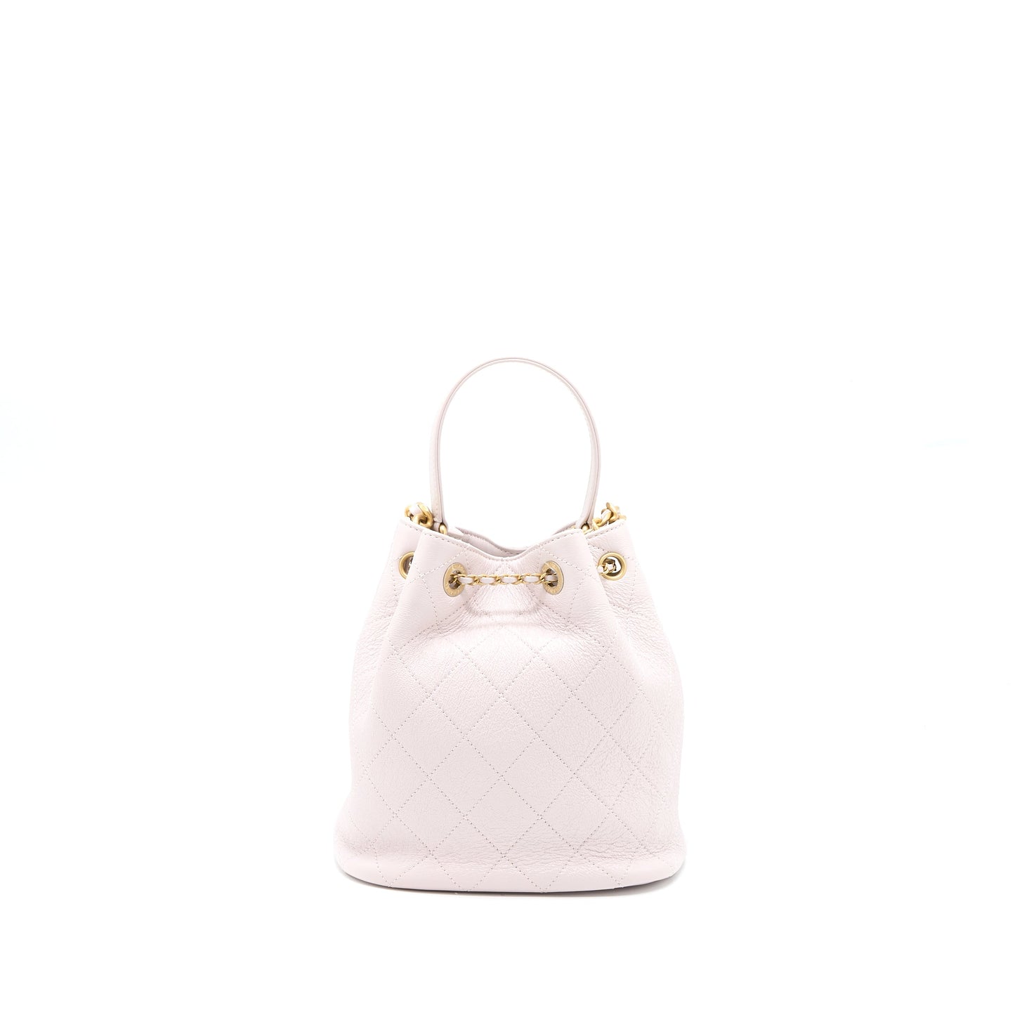 Chanel Drawstring Bucket Bag Lambskin Light Pink