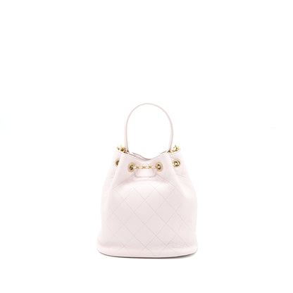Chanel Drawstring Bucket Bag Lambskin Light Pink