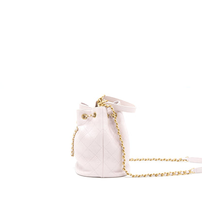 Chanel Drawstring Bucket Bag Lambskin Light Pink