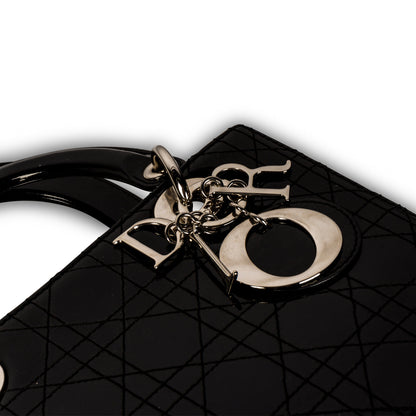 Christian Dior Lady Dior Black Patent Leather Medium