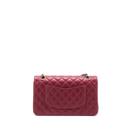 Chanel Medium Classic Flap Bag Lambskin Dark Red L (Microchip)