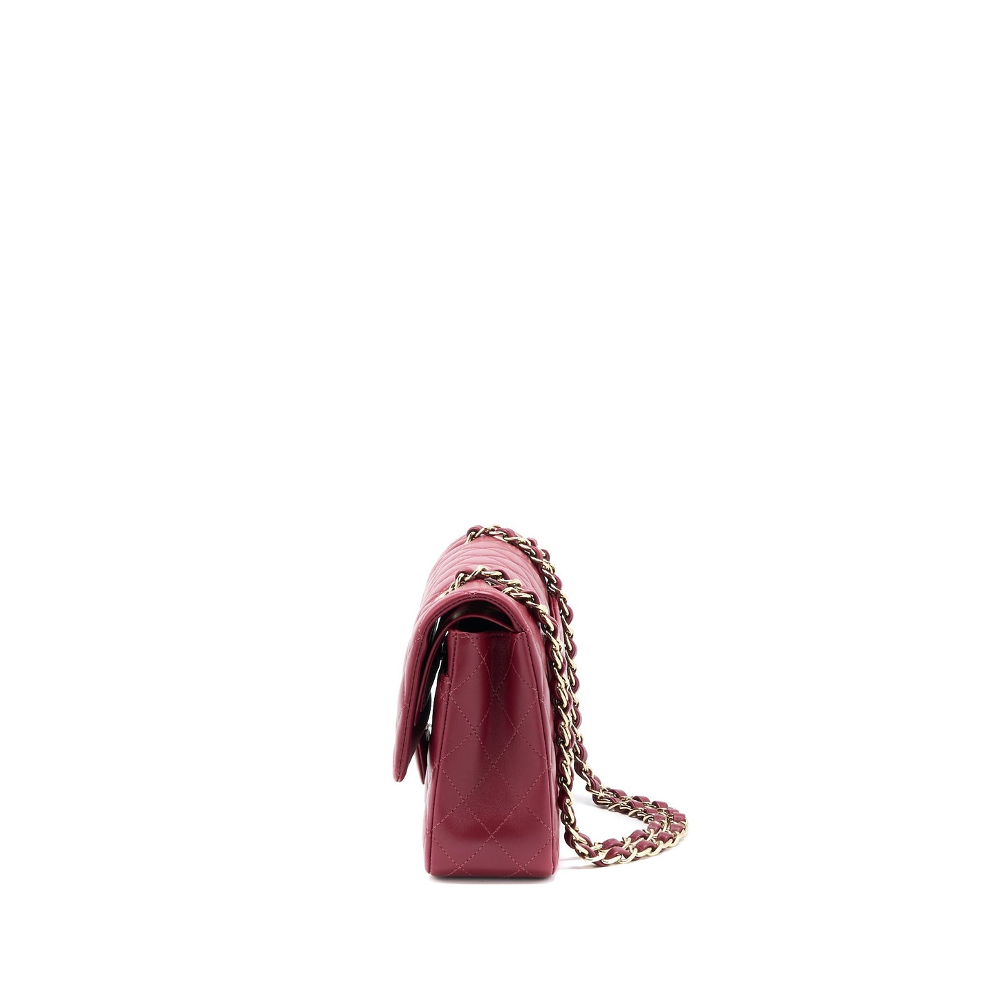 Chanel Medium Classic Flap Bag Lambskin Dark Red L (Microchip)