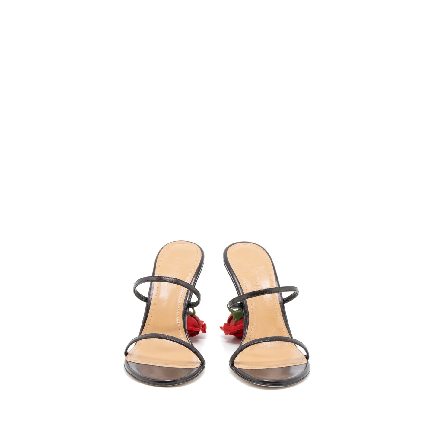 Loewe Size 38 Rose Heel Mules Leather Black/Multicolour
