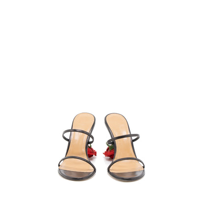 Loewe Size 38 Rose Heel Mules Leather Black/Multicolour