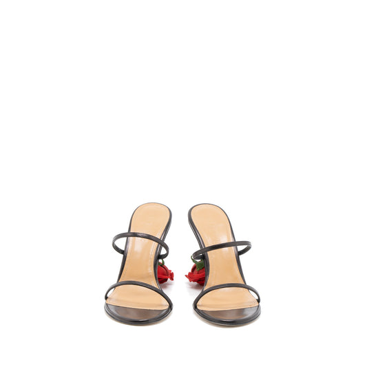 Loewe Size 38 Rose Heel Mules Leather Black/Multicolour