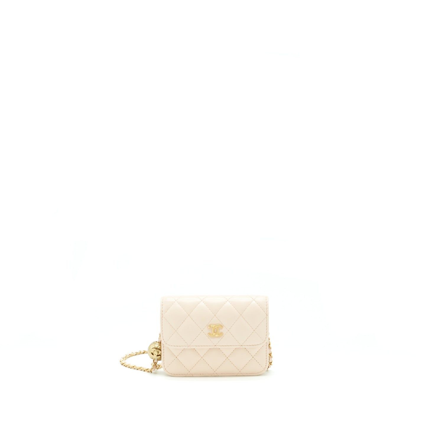 Chanel Pearl Crush Mini Flap Belt Bag Lambskin Light Pink