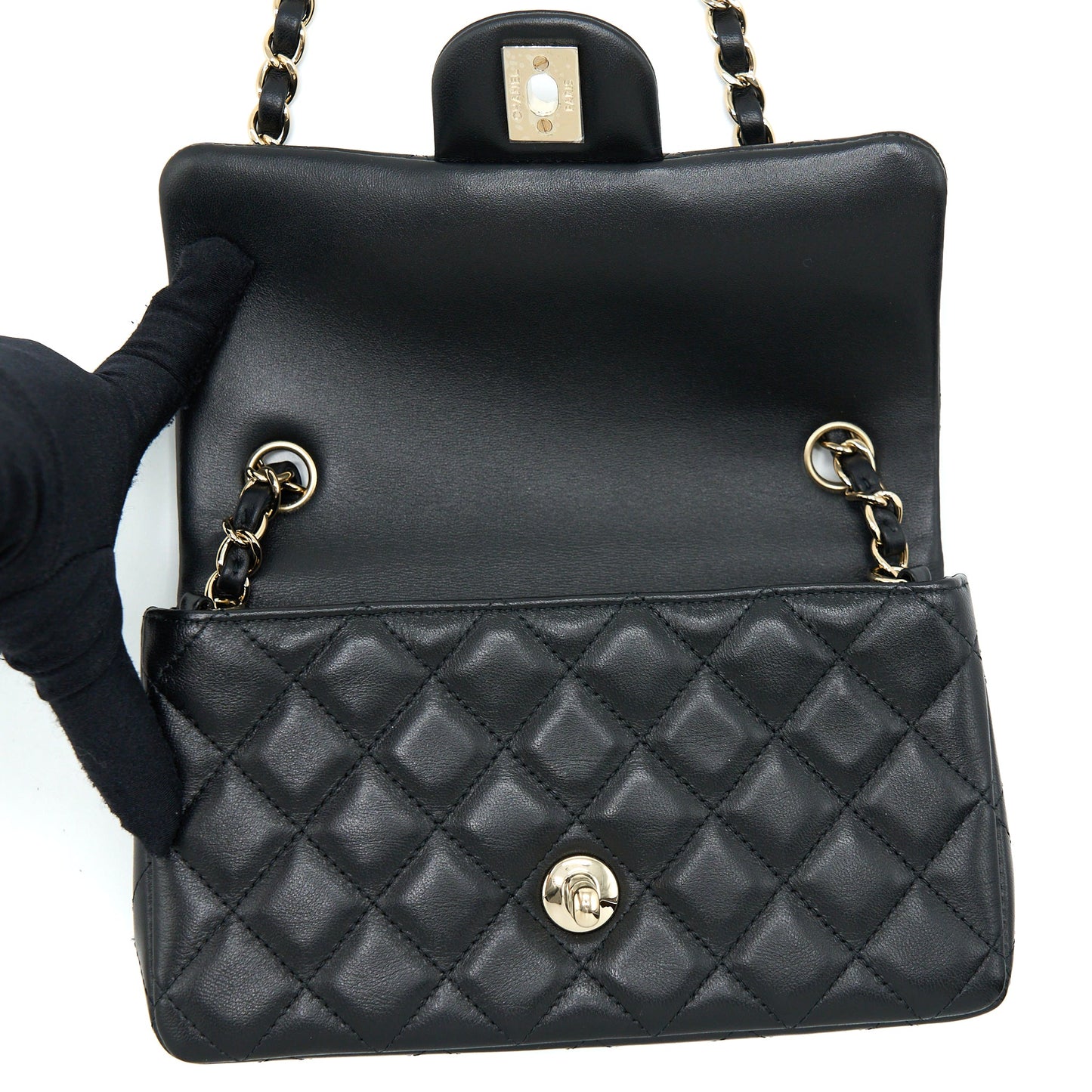 Chanel Mini Rectangular Flap Bag Lambskin Black L