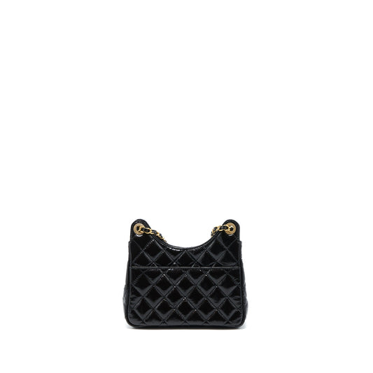 Chanel 23c Small Hobo Bag Shiny Calfskin Black Brushed  (Microchip)