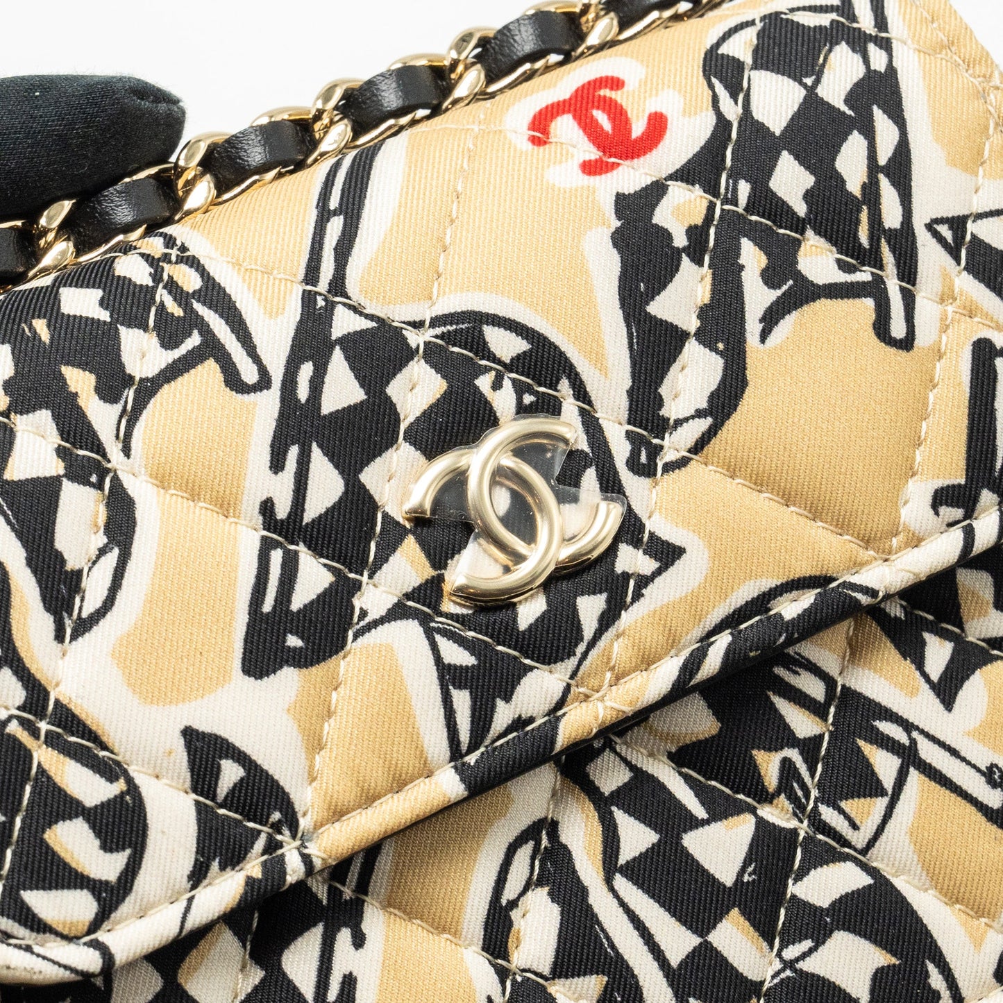 Chanel Mini flap bag Fabric Beige / Multicolour L (microchip)