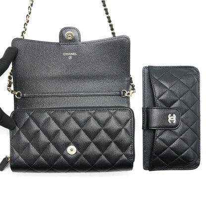 Chanel 22C 3 in 1 Wallet on Chain Caviar Black L