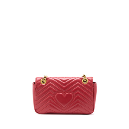 Gucci Small GG Marmont Matelasse Shoulder Bag Calfskin Red