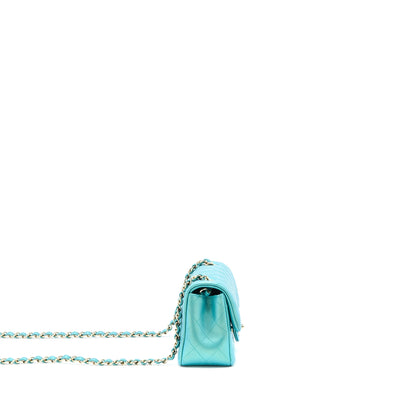 Chanel 21S Mini Rectangular Flap Bag Calfskin Iridescent Green L