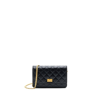 Chanel 2.55 Reissue Wallet on Chain Aged Calfskin Black Brushed  (Microchip)
