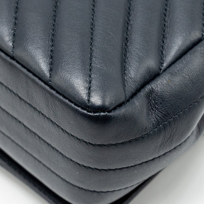 Chanel Seasonal Chevron Flap Bag Calfskin Dark Navy L