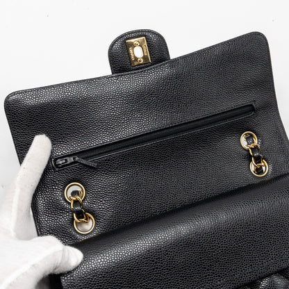Chanel medium classic double flap bag caviar Black