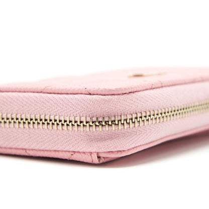 Chanel 22C Zip Cardholder Pink Caviar L