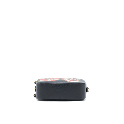 Gucci Snake Printed Camera Bag Calfskin Black