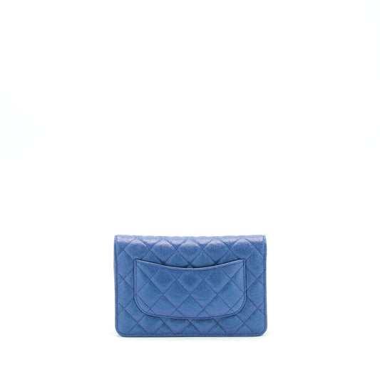 Chanel Classic Wallet On Chain Caviar Iridescent Blue L