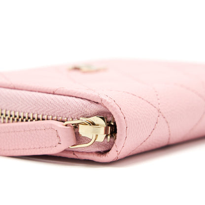 Chanel 22C Zip Cardholder Pink Caviar L