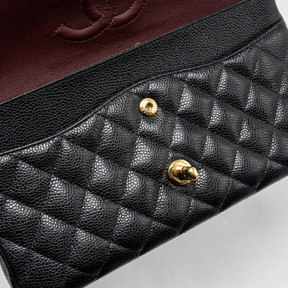 Chanel medium classic double flap bag caviar Black