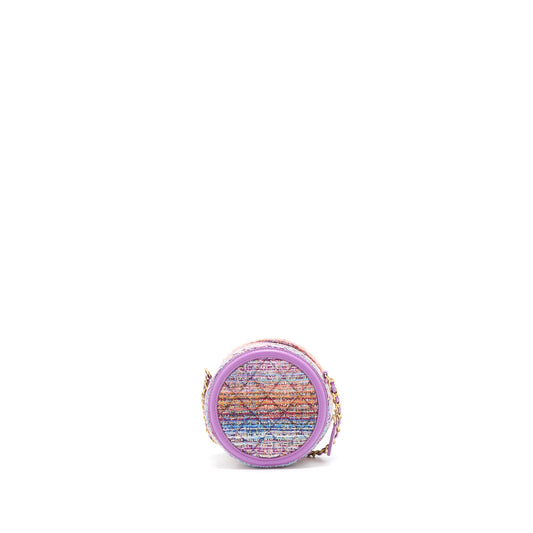 Chanel Round Clutch with Chain Lambskin/Tweed Multicolour