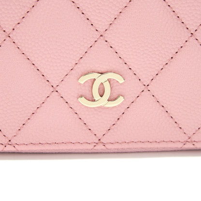 Chanel 22C Zip Cardholder Pink Caviar L