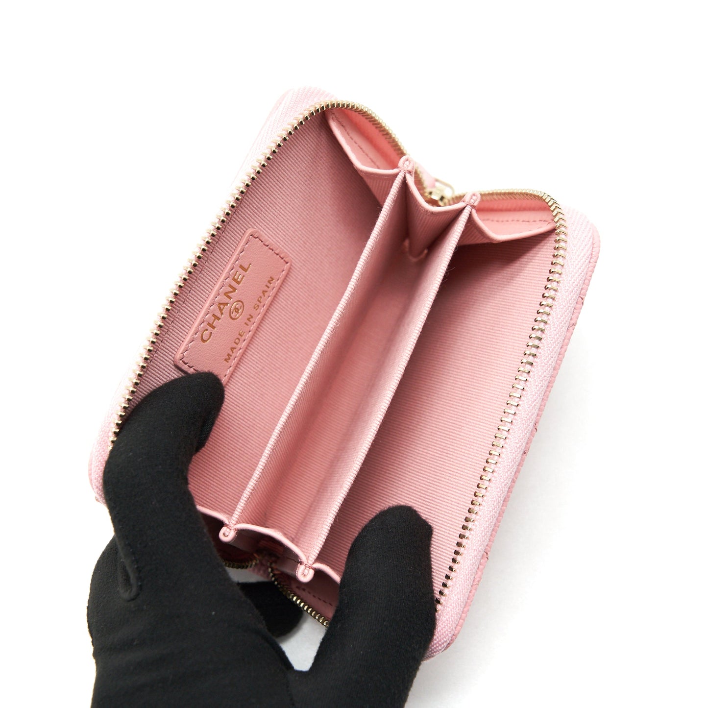 Chanel 22C Zip Cardholder Pink Caviar L