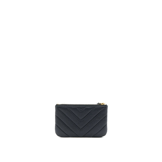 Chanel Chevron Zip O-Case Grained Lambskin Black