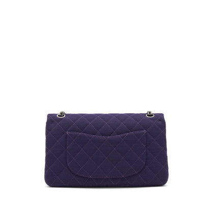 Chanel 2.55 Reissue 226 Double Flap Bag Fabric Purple Ruthenium Sliver Hardware