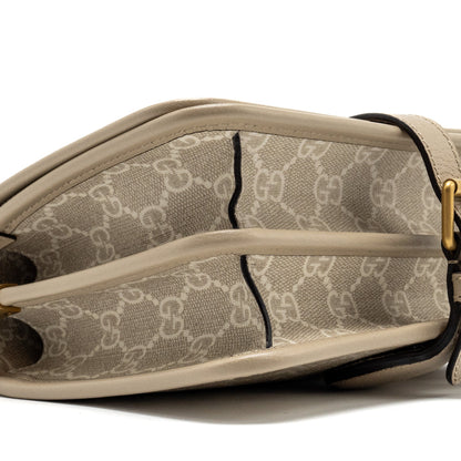 Gucci Interlock GG logo Crossbody messanger bag canvas/ calfskin light grey