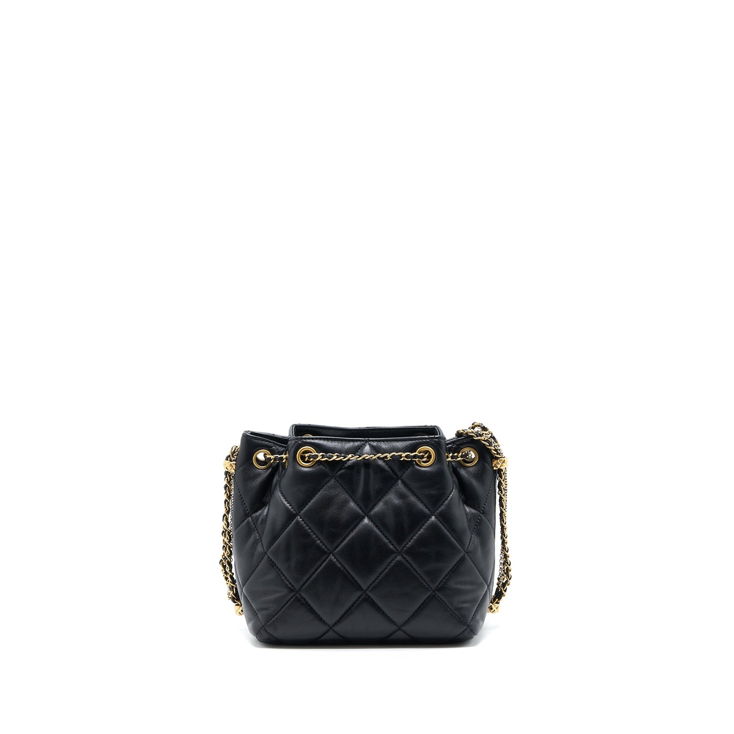 Chanel Drawstring Bucket Bag Lambskin Black  (Microchip)