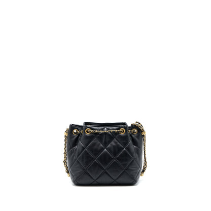 Chanel Drawstring Bucket Bag Lambskin Black  (Microchip)