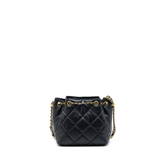 Chanel Drawstring Bucket Bag Lambskin Black  (Microchip)