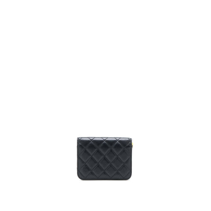 Chanel Pearl Crush Mini Flap Belt Bag with Chain Lambskin Black Brushed