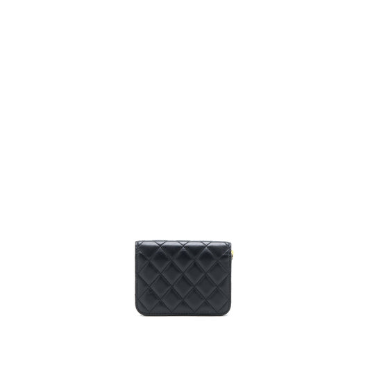 Chanel Pearl Crush Mini Flap Belt Bag with Chain Lambskin Black Brushed