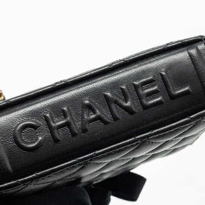 Chanel mini Book Card Holder with Chain Lambskin Black L (microchip)