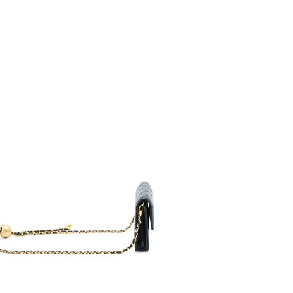 Chanel Pearl Crush Mini Flap Belt Bag with Chain Lambskin Black Brushed