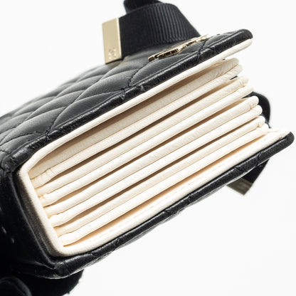 Chanel mini Book Card Holder with Chain Lambskin Black L (microchip)