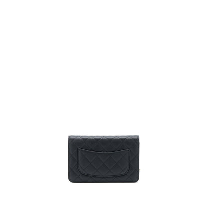 Chanel 23C Giant CC Logo Wallet on Chain Caviar Black L (Microchip)