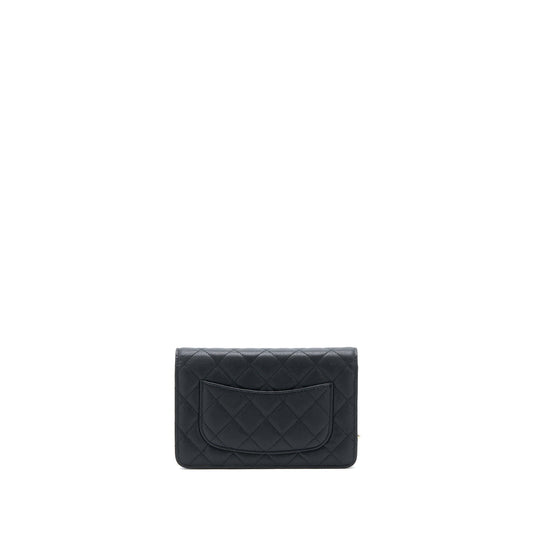 Chanel 23C Giant CC Logo Wallet on Chain Caviar Black L (Microchip)