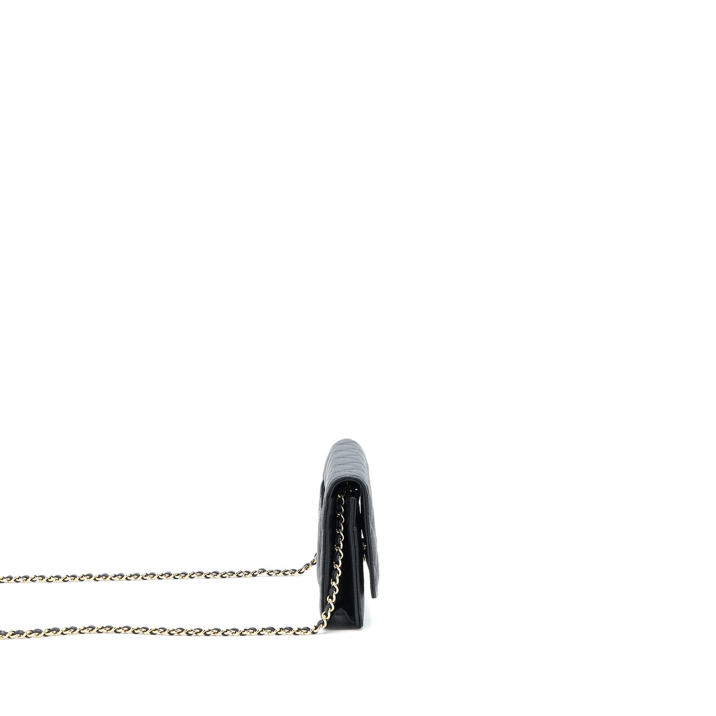 Chanel 23C Giant CC Logo Wallet on Chain Caviar Black L (Microchip)